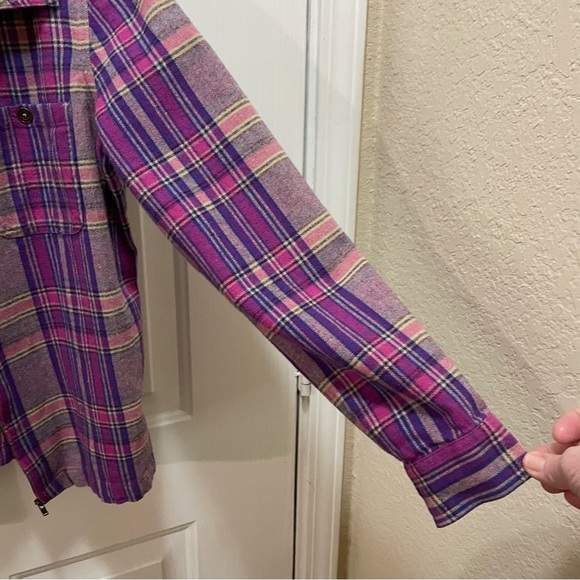 Christopher & Banks Purple and Pink Plaid zipper jacket - Picture 5 of 11